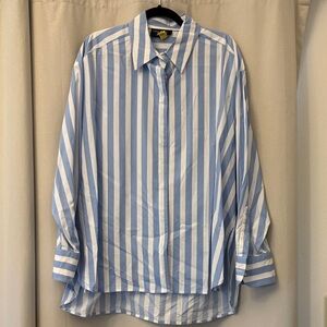 Lane Bryant Sky and White Striped Button-Down Shirt